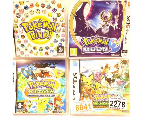 Four Nintendo DS Pokemon, all cartridges present. P&amp;P Group 1 (£14+VAT for the first lot and £1+VAT for subsequent lots) 