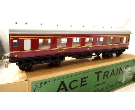 Ace Trains tinplate O Gauge coach, LMS Maroon, 4195, built from kit.In excellent condition, boxed. P&P Group 2 (£18+VAT for t