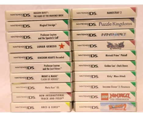 Twenty Nintendo DS games, all cartridges present. P&amp;P Group 3 (£25+VAT for the first lot and £5+VAT for subsequent lots) 