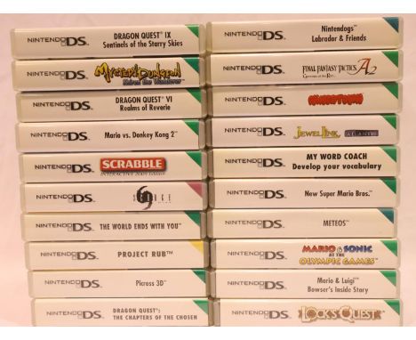 Twenty Nintendo DS games, all cartridges present. P&amp;P Group 3 (£25+VAT for the first lot and £5+VAT for subsequent lots) 