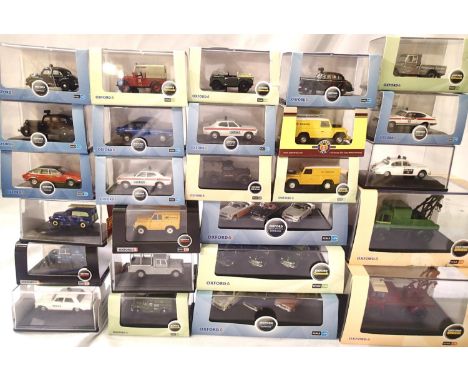 Twenty-Six Oxford Diecast OO scale vehicles, includes three triple sets of cars.Mostly in excellent condition, storage wear t