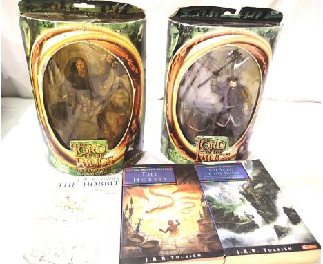 Two boxed Lord Of The Rings (Fellowship) figurines, Aragorn and Gimli, both in very good to excellent condition, boxes poor a