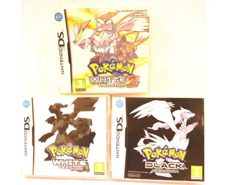 Three Nintendo DS Pokemon games, including White, White 2, Black versions, all cartridges present. P&amp;P Group 2 (£18+VAT f