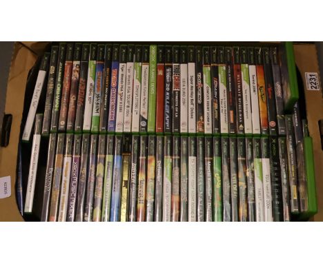 Approximately sixty Xbox games. Wolfenstein missing disc. P&amp;P Group 3 (£25+VAT for the first lot and £5+VAT for subsequen