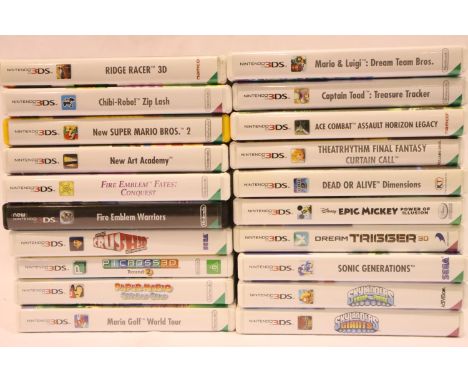 Twenty assorted Nintendo 3DS games. Final Fantasy Curtain Call missing, otherwise all cartridges present, Picross 3d missing 