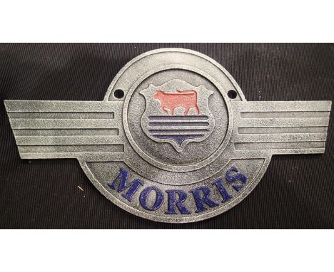 Morris; a replica cast iron wall plaque, 28 x 15 cm. P&amp;P Group 2 (£18+VAT for the first lot and £3+VAT for subsequent lot