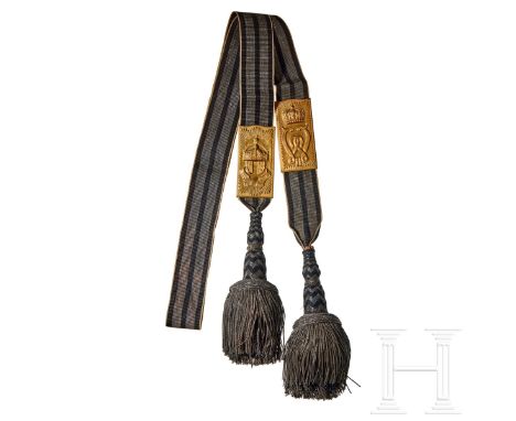 An Imperial German Prussian flag/standard banderole Silver and black bullion banderole with black and silver tassels, two gil