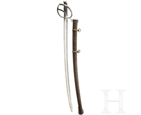 Säbel M 1826 für Mannschaften der Chevaulegers Kräftige, leicht geschwungene, beidseitig gekehlte Rückenklinge (blank, beschl