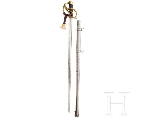 Pallasch M 1817 für Mannschaften der Kürassiere Kräftige, beidseitig doppelt gekehlte Rückenklinge (teils narbig, am Ansatz l