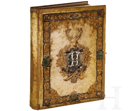 'Grafen von Buquoy de Longueval - prunkvolles Geschenk-Fotoalbum zum 50-jährigen Dienstjubiläum des Reitförsters Simeon Hahn,