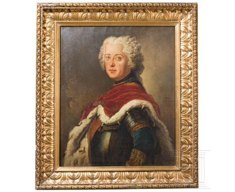 Friedrich der Große als Kronprinz - Portrait nach Antoine Pesne, Gustave Schrödter, wohl 2. Hälfte 19. Jhdt. Öl auf Leinwand 