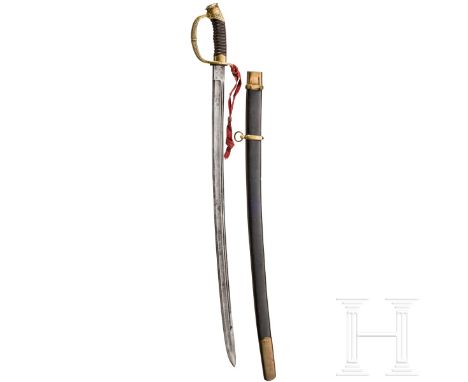 Schaschka M 1909 für Offiziere der Dragoner Leicht geschwungene, beidseitig gekehlte Rückenklinge (gedunkelt, fleckig) mit je