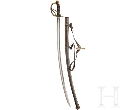 US-Kavalleriesäbel M 1858, P.S. Justice in Philadelphia Leicht gekrümmte Rückenklinge mit zweischneidiger Spitze und beidseit