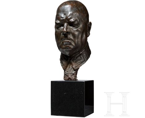Arno Breker (1900 - 1991) - Portraitkopf von General Hermann von der Lieth-Thomsen, um 1935 Bronze, braun patiniert, links am