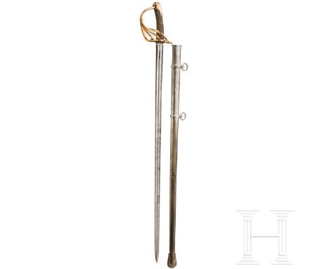 Pallasch französischer Form für Mannschaften der Kürassiere, Preußen, datiert 1877 Kräftige, beidseitig doppelt gekehlte Rück