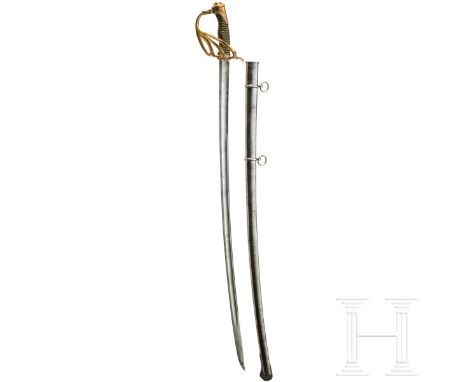 Säbel M 1822 für Offiziere der Kavallerie Beidseitig gekehlte Rückenklinge, an der Fehlschärfe zwei ovale Inspektorenmarken, 