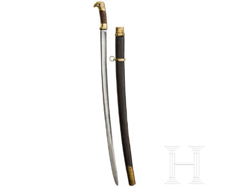 Kosaken-Schaschka M 1881 für Mannschaften, Russland, datiert 1906 Beidseitig gekehlte Rückenklinge, auf der Fehlschärfe kyril