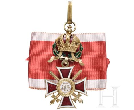 Leopold-Orden - Kommandeurkreuz mit Kriegsdekoration und Schwertern Gute Kopie bzw. späte Fertigung. Buntmetall, vergoldet, b