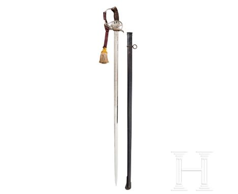 'An Imperial German Prussian sword M 89 for Jäger Regt. Zu Pferde Nr. 2 and 7 Nickel silver plated handle cap (pitted), hand 