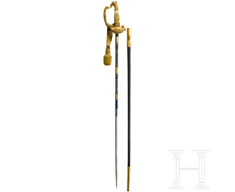 Degen für Beamte, Regierungszeit des Prinzregenten Luitpold (1886 - 1912) Zweischneidige Klinge mit abgeflachtem Mittelgrat, 