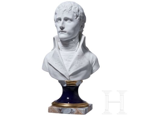 Biskuitporzellan-Büste Napoleon Bonapartes I. als Konsul, nach einem Entwurf um 1800 in der Art der Niderviller-Manufaktur, F