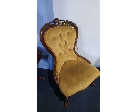 Mahogany framed button back chair