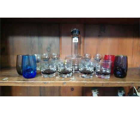 A decanter and assorted glasses