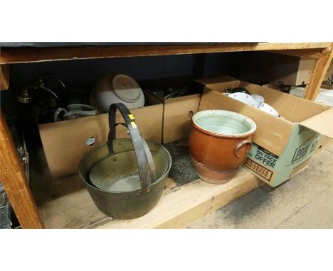 Shelf of assorted including jam pans