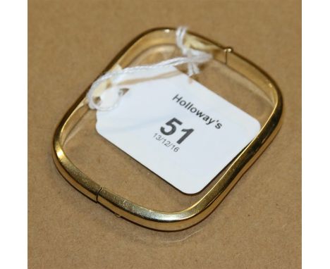 A bangle, rounded rectangular polished finish, concealed clasp, marked 585