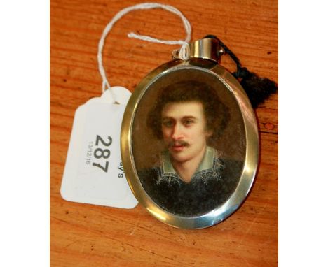 A. Corsi Lalli (Italian, 1849-1937), after Van Dyck A miniature portrait of the artist watercolour on ivory or ivorine, signe
