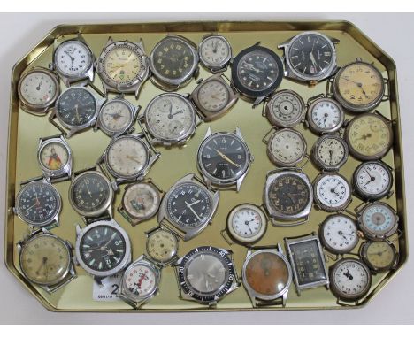 A tray of approx. 39 vintage wristwatches including military issue, picture dials, trench type watches etc.