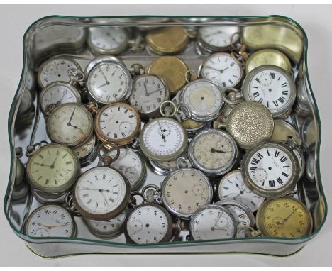 A box of approx. 40 vintage pocket watches - as found.