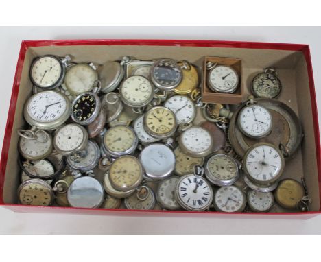 A box of approx. 42 vintage pocket watches - as found.