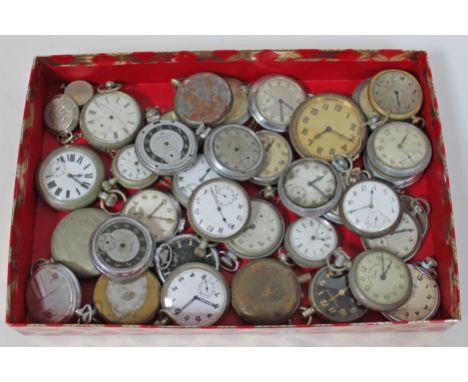 A box of approx. 34 vintage pocket watches - as found.
