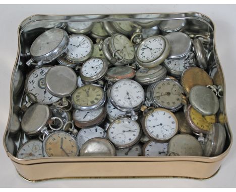 A box of approx. 50 vintage pocket watches - as found.