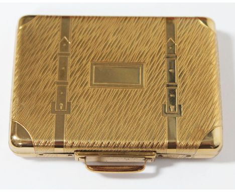A 1950s vintage KIGU powder compact of suitcase form, length 8.5cm.
