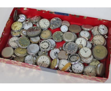A box of approx. 58 vintage pocket watches - as found.