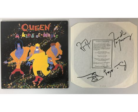 QUEEN - A KIND OF MAGIC SIGNED - 1986 test pressing copy of A Kind Of Magic signed by all members of the band in marker pen, 