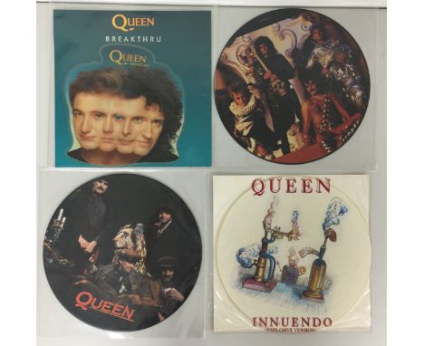 QUEEN - PICTURE DISCS - Fantastic lot of 7x Queen picture and shape discs to include; I'm Going Slightly Mad (QUEEN PD 17), T