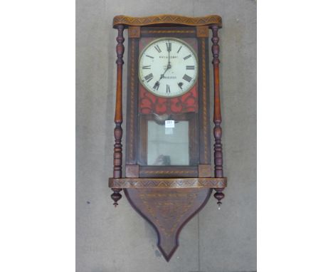 A 19th Century inlaid mahogany wall clock, the dial signed Kay & Company, Worcester