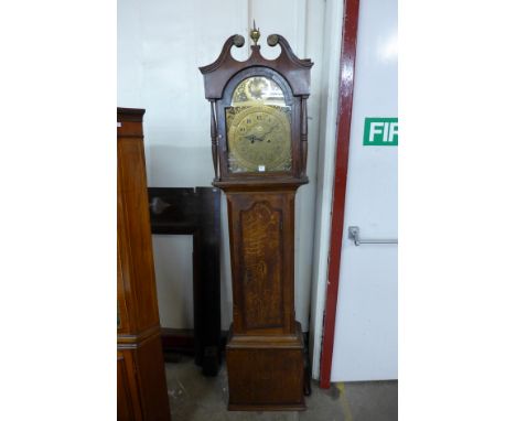 A George III inlaid oak longcase clock