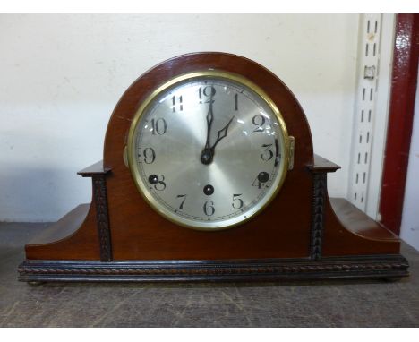 A German Kienzle mahogany Westminster, Whittington and St. Michael chime mantel clock