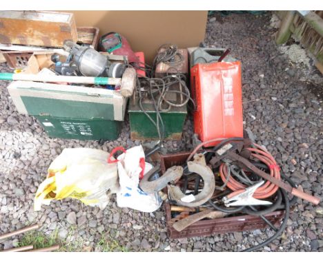 VARIOUS WELDERS, TAP &amp; DIE SET, HAND TOOLS, GAS MASK, LIFTING STRAPS ETC