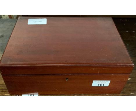 MAHOGANY WRITING SLOPE AND CHINESE HARDWOOD CARVED LAMP BASE