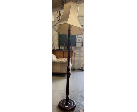 MAHOGANY STANDARD LAMP WITH SHADE