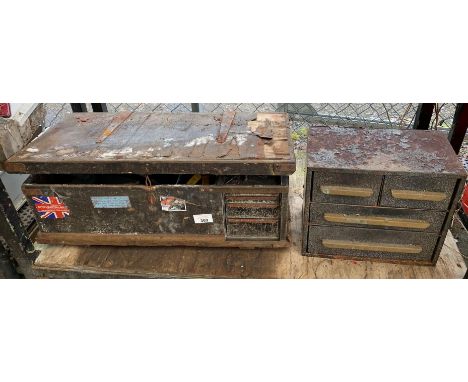 WOODEN TOOLBOX INCLUDING TOOLS &amp; METAL CABINET
