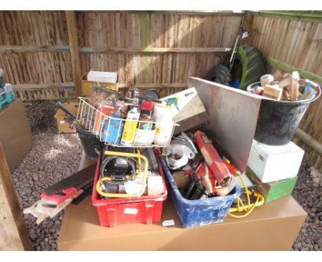 LARGE QUANTITY OF ELECTRIC &amp; HAND TOOLS AND TOOL BOXES