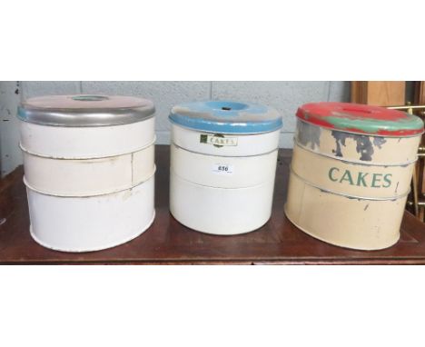 3 1950'S ENAMEL CAKE TINS