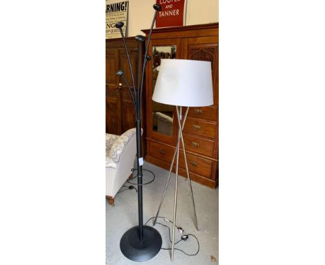 CHROMED STANDARD LAMP WITH SHADE &amp; BLACK COAT/HAT STAND