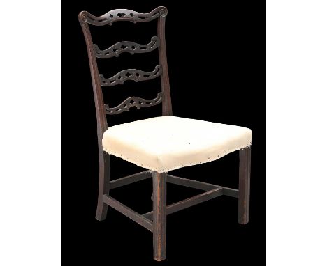 A GEORGE III MAHOGANY SIDE CHAIR, LATE 18TH CENTURY with openwork wavy ladder back. Height of back 94.5cmSecond from top rung